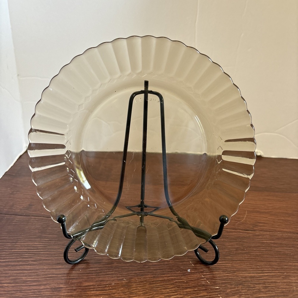 Vintage Fortecrisa Mexico Smoked Brown Glass Plate 7"‎ Salad, Bread And Butter